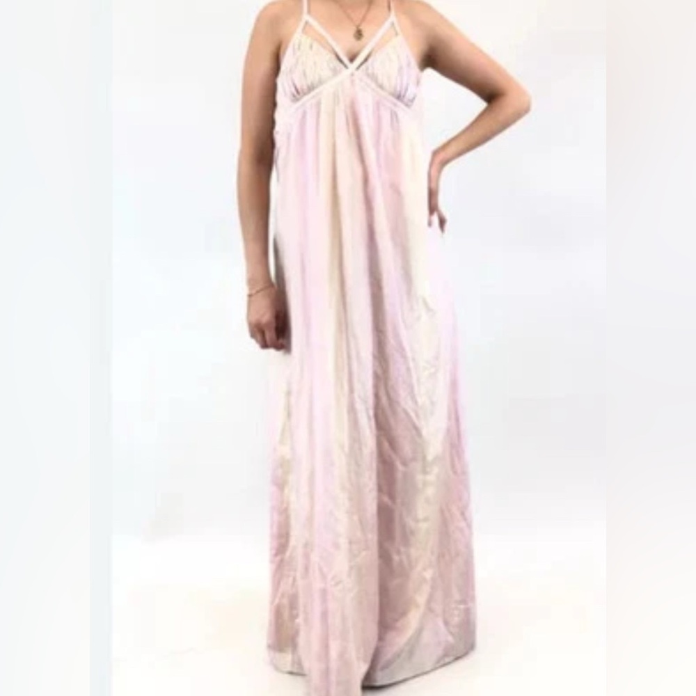 A/X Armani Exchange Rose/yellow Silk Blend Maxi Slip Dress